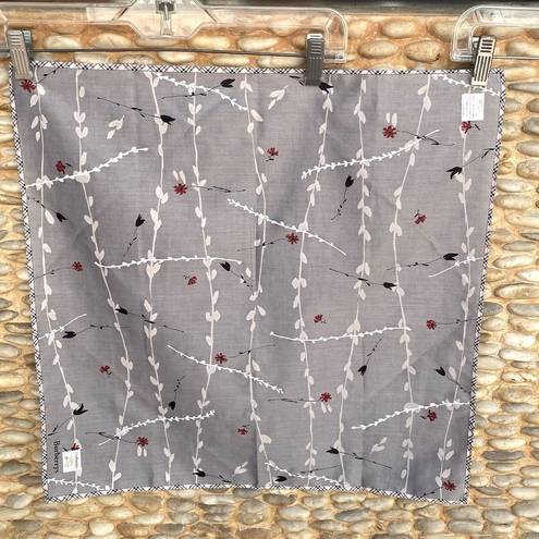 Burberry  Grey Floral Scarf with Iconic Nova Check Border Edge. NWT