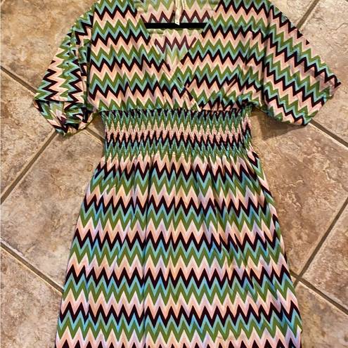 Cristinalove Chevron Print Multi Color Dress Size M