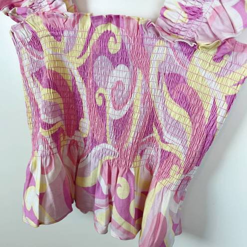 Hill House NWT  The Paz Top Linen in Candy Kaleidoscope