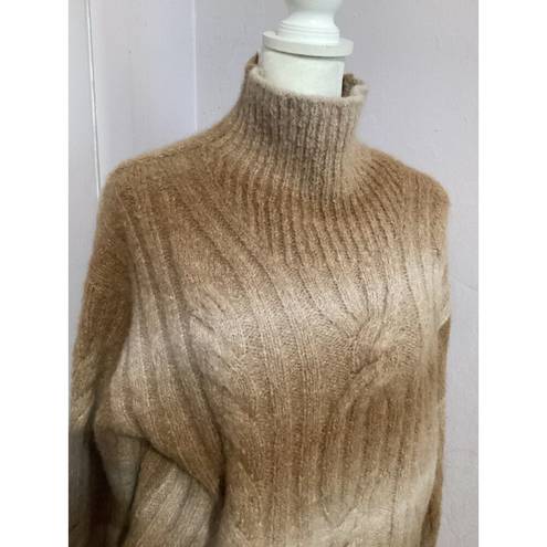 Banana Republic  Cream Tan Alpaca Turtleneck Cable Knit Sweater XS