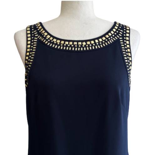 Jessica Howard  Dress Navy Blue Gold Studded Embellishment Sleeveless Size 8