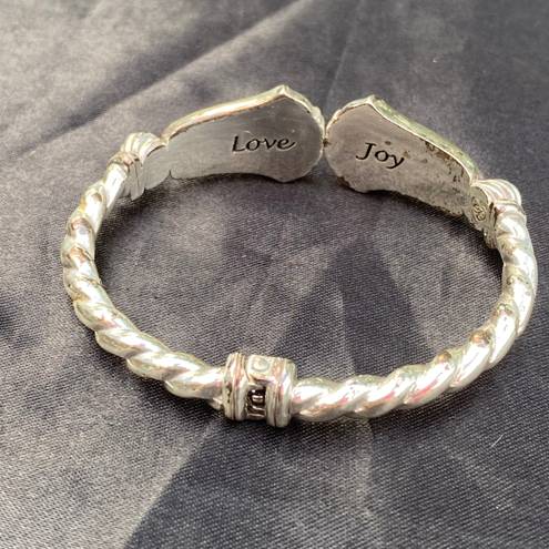 Brighton Silver Plate Engraved “ Love & Joy “ Twisted Cable Metal Bracelet