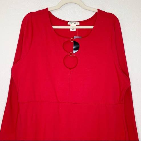 Torrid NWT  Festi Long Sleeve O-Ring Red Mini Bodycon Dress