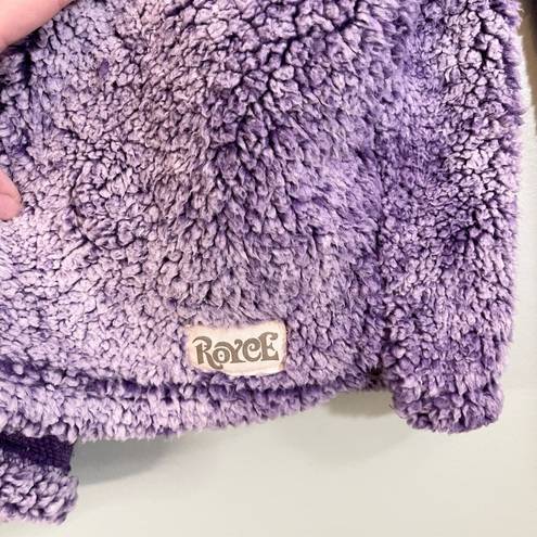 Royce  Women's Purple Faux Fur Collared Quarter Zip Pullover Jacket Medium NWT