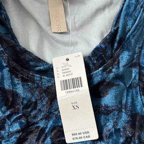 Pilcro NWT XS  Blue Motif Velveteen Racerback Tank