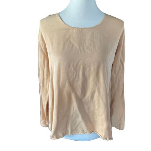 Habitat  Women's Golden Peach Flared V Shape Long Sleeves Scoop Neck Sweater Size