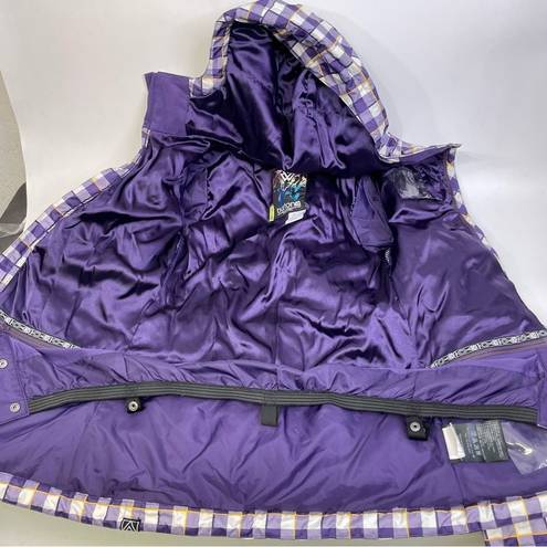 Burton  Snow Board Coat Size 3 Purple Check Dry Ride Hooded Ski Jacket Winter EUC