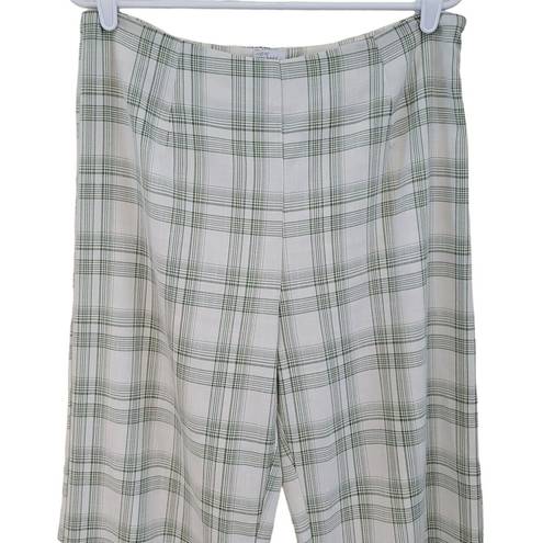 West of Melrose  White Green Plaid Trouser Pants High Rise Straight Leg Size XL