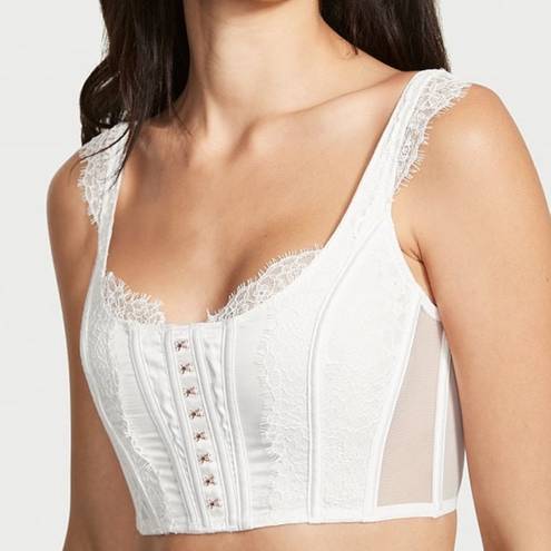 Victoria's Secret Hook and Eye White Unlined Lace Up Corset Top Small - $45  - From Mari