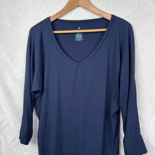 Second Skin Tommy John  Micro Ribbed V Neck Navy Sleep Tee Size M