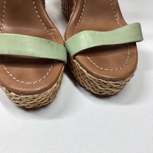 Kate Spade  New York Dancer Seafoam Green Calf Straw Wedge Platform Size 7