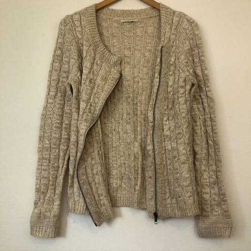 Stitch Fix 41 HAWTHORN  Jasilla Cardigan Oatmeal Beige Full Zip Sweater WOOL Etc