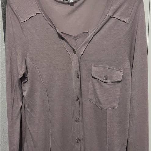 Young Fabulous and Broke  Lilac
Linen Blend Knit Button Top Size medium