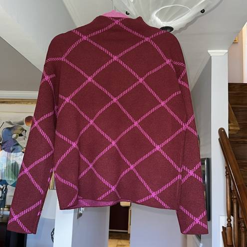 Tahari Mock Turtleneck Plaid Sweater Sz M