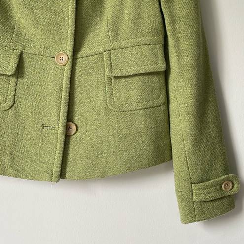 Banana Republic  Spring Green Fitted Button Front Tweed Pea Coat Jacket sz Small