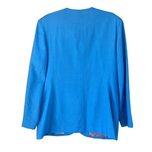 Oleg Cassini 0951 ’80s Excess Vintage  Blue Blazer Jacket Size 16 XL