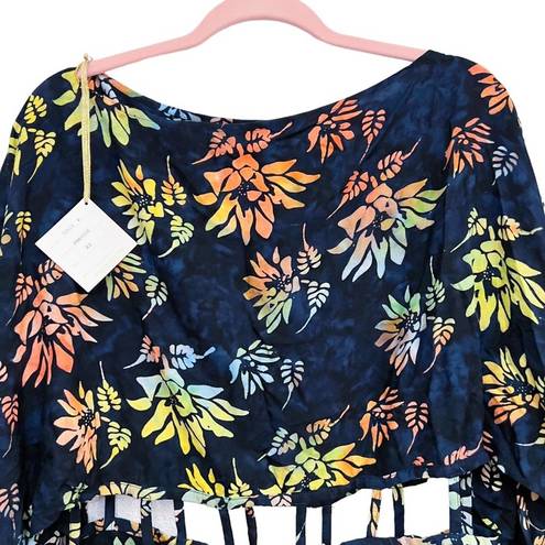 Indah NWT  Tropical Hawaiian Floral Cutout Mid Mini Dress Size XS