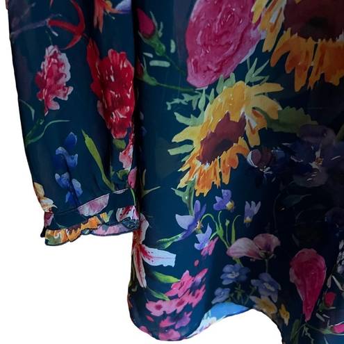 Eshakti  floral button front tunic women’s size Large-14