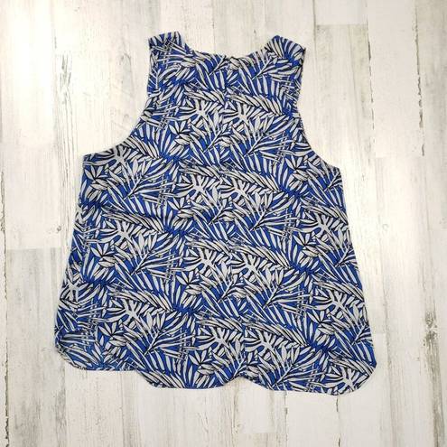 Saint Tropez West  Palm Blue White Print Sleeveless Tank Top Women's Size XL