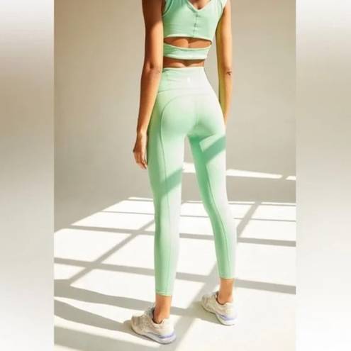 Free People Movement Green Breathe Deeper Twist Tie Front Ankle Crop Leggings L