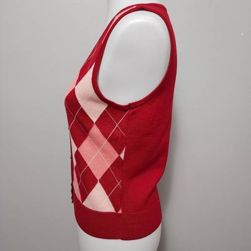 Talbots 14.  crimson Italian merino wool argyle vest size small