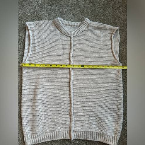 Solid Knitted Pullover Top, Casual Crew Neck Cap Sleeve Sweater Tank Top/Vest