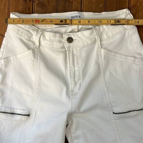 Pistola  high waisted women’s white side zip cargo pocket jeans size 28