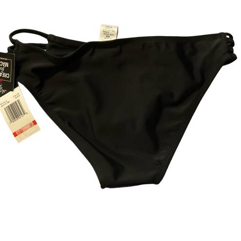 California Waves  Strappy Side Hipster Bikini Bottoms Swimsuit Black S