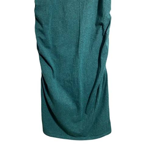 Isabel Maternity  Womens Dress XS Dark Green 3/4 Sleeve Ruched Sides Knee Length