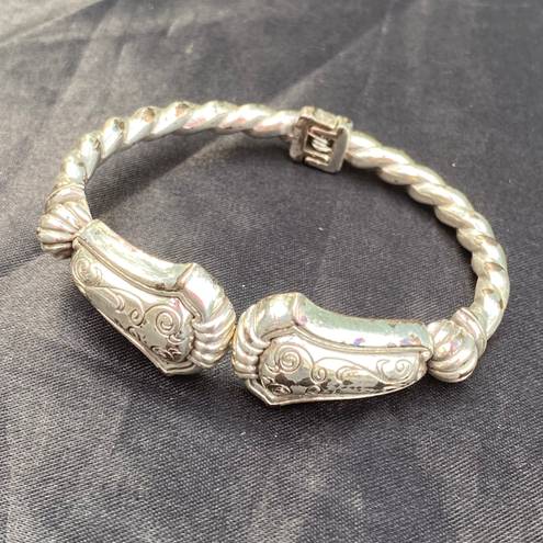 Brighton Silver Plate Engraved “ Love & Joy “ Twisted Cable Metal Bracelet