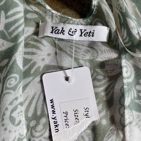 Yeti NWT Yak &  Green Floral Thin Shawl Cardigan One Size