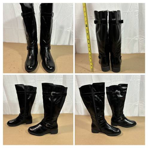 Wear Ever Julia Black Knee High Boots Riding Moto Boots Sz 6.5 W