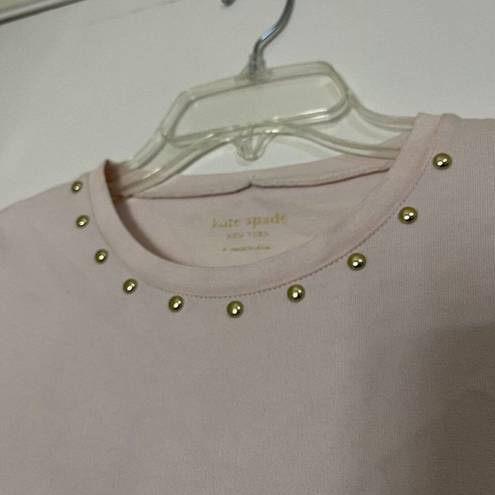 Kate Spade  New York pink crew neck cotton shirt ruffle hem size Small