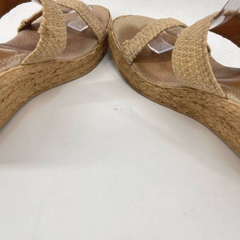 sbicca  Womens Jute Wedge Sandals Jute Platform Slip On 2.5" Heels Beige Size 8