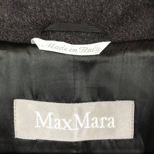 Max Mara  Women’s Virgin Wool Gray Oversized Collar Double-Breasted Pea Coat