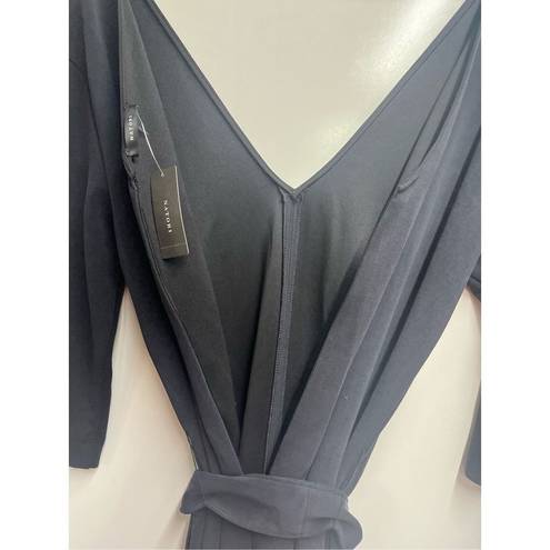 Natori  Mia Sanded Jersey Tie-Waist
Jumpsuit V-Neck Black Gray large new