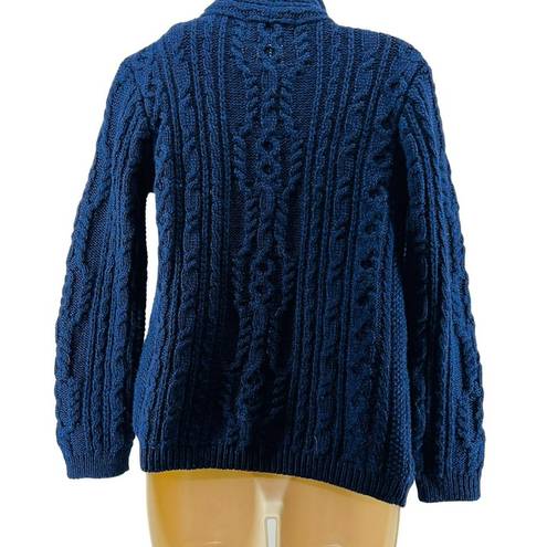 Krass&co Original Aran  Royal Blue Cable Knit Side Zip Cardigan Womens Xsmall