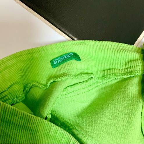 United Colors Of Benetton Vintage Y2K  Neon Lime Green Corduroy Pencil Skirt sz L