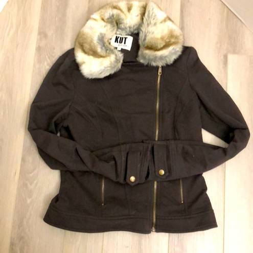 Kut From The Kloth removable faux fur collar jacket size large