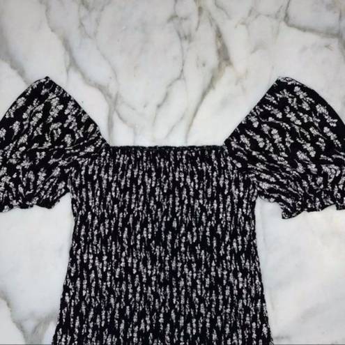 Trixxi 3/$30 Black and White Bodycon Ruched Puff Sleeve Mini Dress