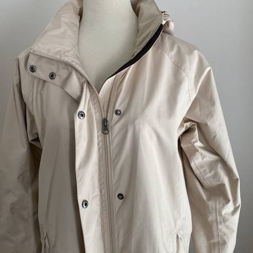 L.L.Bean  Full Length Long Hooded Khaki Trench Raincoat Size S