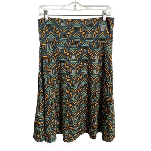 LuLaRoe  Azure Skirt Aqua Yellow Geo Print SZ L