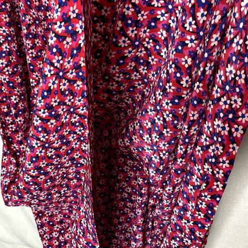 Juicy Couture  Ditsy Daisy Floral Silk Maxi Skirt Size 6 Pink Red New Black Label