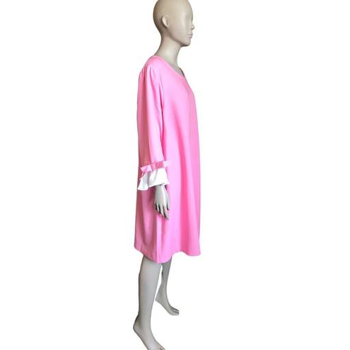 CeCe NWT  Pink and White Long Sleeve Aline Dress