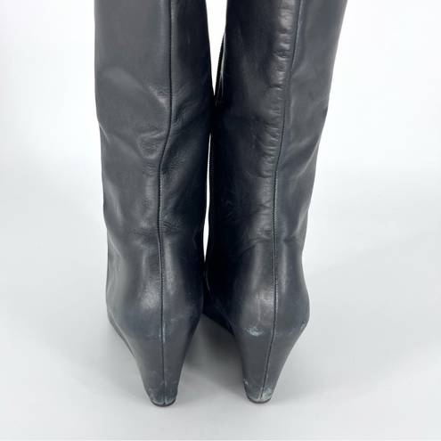 Via Spiga  Knee High Wedge Leather Boots Black 8