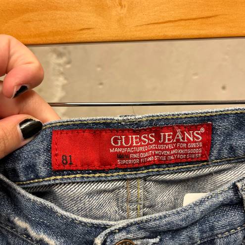 Guess Jeans Vintage Y2K Distressed Low Rise Flare Embellished Rhinestone Jeans