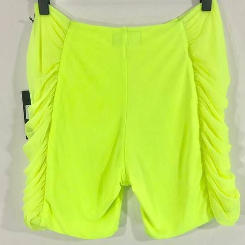 4S13NNA New 4SI3NNA Neon Mesh Side Panel Bike Shorts Yellow Green Sheer Side Biker Short