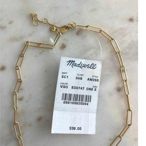 Madewell NWT  Paperclip Chain Necklace In Vintage Gold