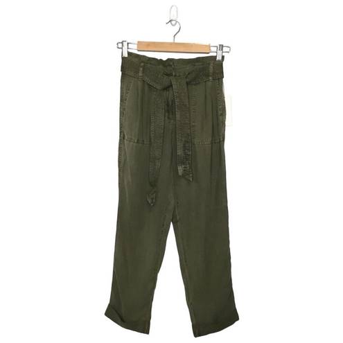 Treasure & Bond New  Pants Womens Size 0 Paper Bag Waist Cuffed Olive Green