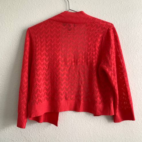 Ronni Nicole open cardigan knit shawl sweater cover up Large coral orange red